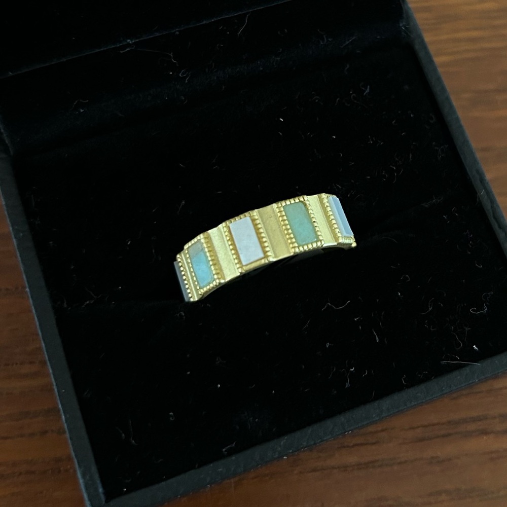 Freida Rothman matte gold ring (with genuine stones)